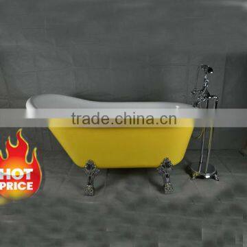 Classic Luxurious Slipper Bathtub With Sliver Floor Faucet