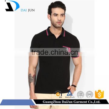 Fashionable style men cotton black cheap pocket 200g polo shirt design