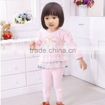 2015 hot! Long sleeve kids suit with lace