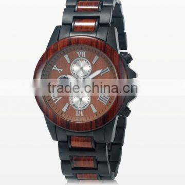 Top Stainless Steel back wood Wristwatch