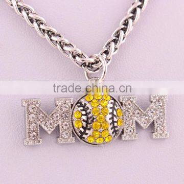 Wholesale Rhinestone Sport Ball Baseball Softball Basketball MOM Necklace