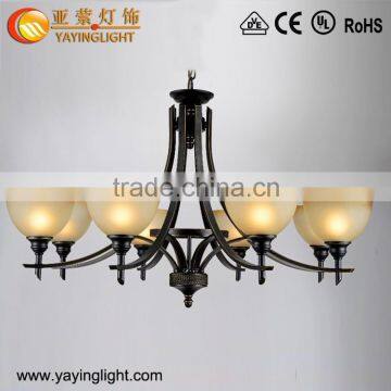 Simple creative style rustic antique glass wrought iron chandelier