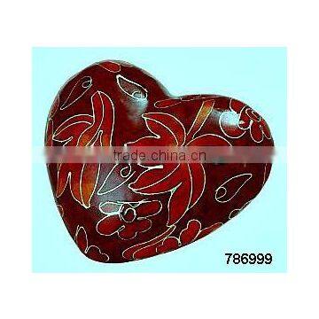 Red flower Solid Brass Metal Heart Cremation Funeral Urn & Keepsake