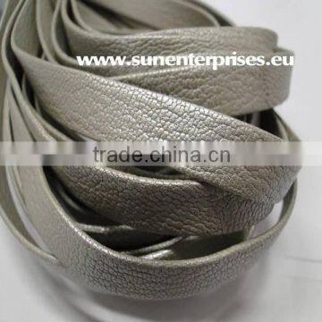 Flat Nappa Leather cords - plain style - Silver- 10mm