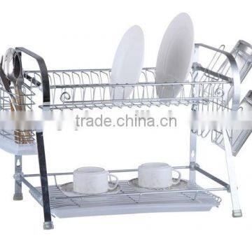 kitchen chrome plated two tier dish rack