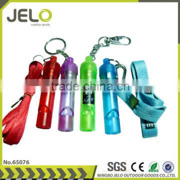 Ningbo JELO Popular Sales Promotion 1LED Flash Plastic Whistle Survival Flashlight