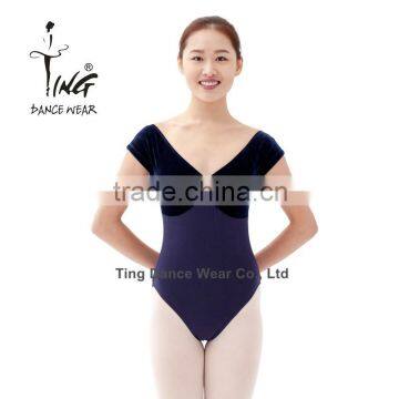 2016 wholesale velvet adult leotard dance cap sleeve leotards