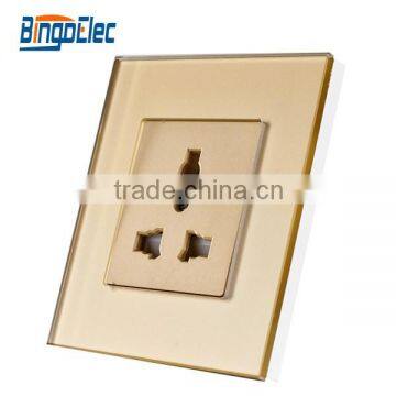 Multi-function 13A wall socket,3pin glass panel socket