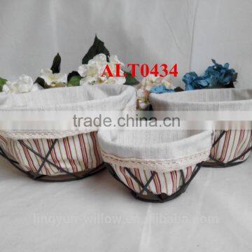 Round Fabric Lining Storage Food Basket for Home Decoration