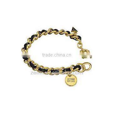 Gold plated with leather bracelet Body Jewelry