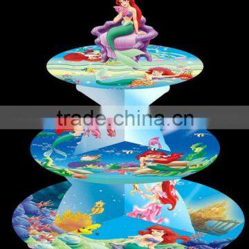 ARIEL, LITTLE MERMAID, CUPCAKE STAND,3 tier cardboard Treat Cupcake Stand Holder Tower Tree Cupcake Stand Cupcake Party Supplies