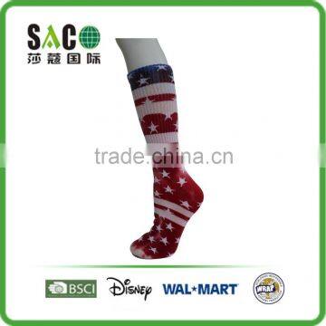 tie dyed star and stripe red blue cotton socks