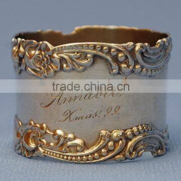 metal rose napkin rings , wholesale metal napkin holder for decoration gold embossed