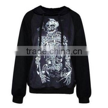 Fashion Women's Punk Rock Printing Skull Printing Pullover Hoodies clothes Customized