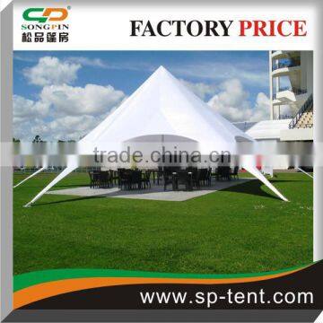 Outdoor Event Star Marquee Diameter 16m in UV-protected PVC Top Weatherproof Sun Shelter Canopy for 88 Guests Seated at Tables