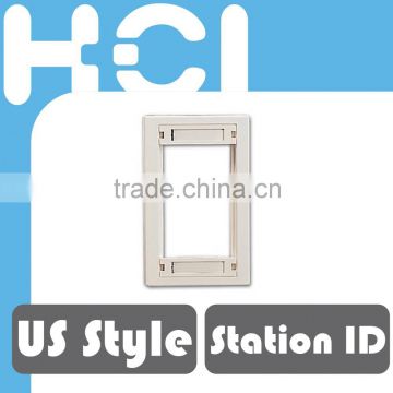 US Style Single Gang Square Frame Faceplate with Station ID