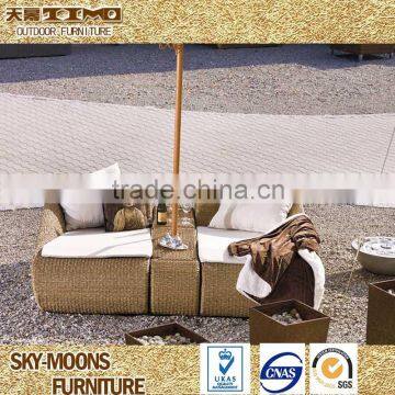 relax modern rattan sun lounger for two people luxury chaise lounge(L010)