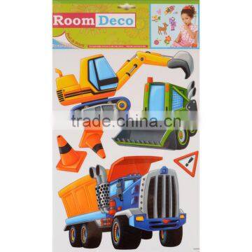 2 x Fantastic Removable Boys Wall Bedroom Room Stickers - Construction Trucks Design