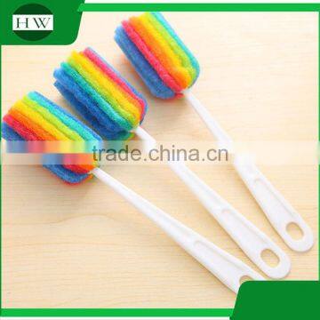 Kitchen Rainbow Plastic Sponge Long Handle Hanging Tableware Water Cup Bottle Clean Cleaning Brush photo-3