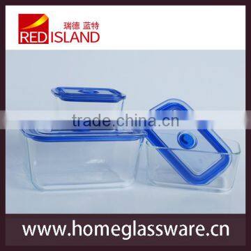 healthy tempered glass food storage box with plastic lid