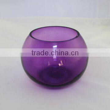 handmade colored glass bowl cheap,colored round glass candle holder