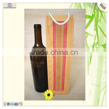 Handmade Eco-friendly Bamboo Pine Made Wine Suitcase Box photo-2