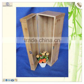 Luxury Display Square Shape Lock Plain Bamboo Wine Boxes photo-3