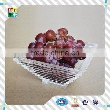 customized squar acrylic compote for fruits/ Plexiglass acrylic round fruits holder/new design acrylic fruits dish from China