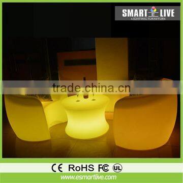 waterproof rgb plastic cube sofa with led lighting in bar