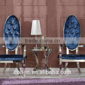 Handcraft Luxury Elegant High Back Fabric Armchair/leisure Chair/dining Chair With Stainless Steel Furnitre photo-2