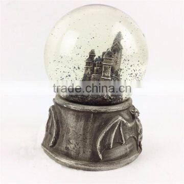 Custom Halloween Theme Antique Building Bat Snow Globe photo-3