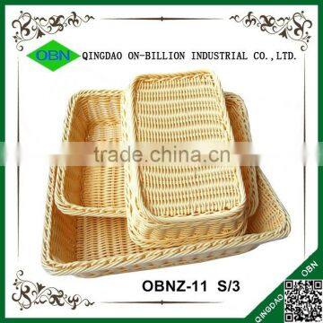 Rectangular Hand Weaving Plastic Rattan Basket for Bread photo-2