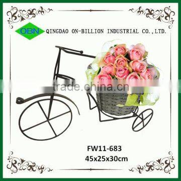 Bicycle frame mini wicker flower basket