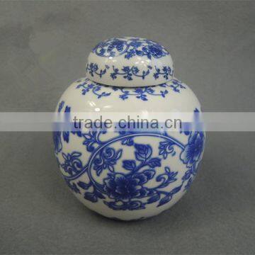 Chinese blue and white ceramic funeral urn