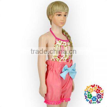 Baby Girls Summer Two Pieces Halter And Shorts Set Pink Flower Bodysuit Clothing Manufacturers Romper Girls photo-6