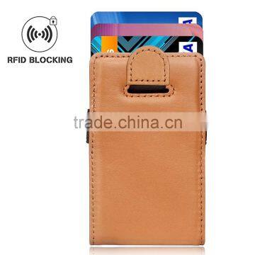 Tianhooo Slim Wallet Minimalist brown genuine cowhide Leather Wallet RFID Blocking Card Holder