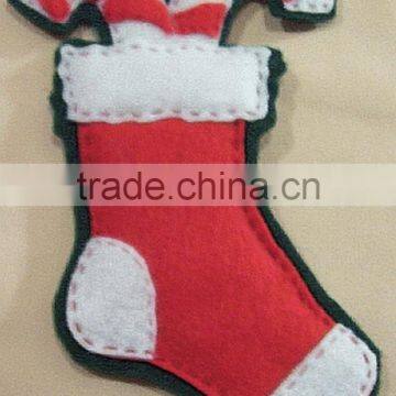 Hot new products alibaba china fabric bulk handmade felt diy stocking with candy cane hanging kinds of christmas decorations