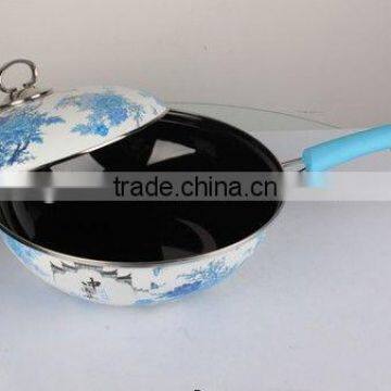 High quality enamel coated cast iron frying pan