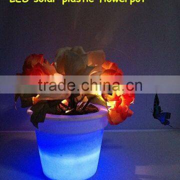 cheap home decoration plastic PE solar led light garden flower pot