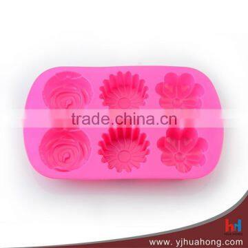Different Flower Shaped 6 Cups Silicone Cake Mold (HCM-S17) photo-2