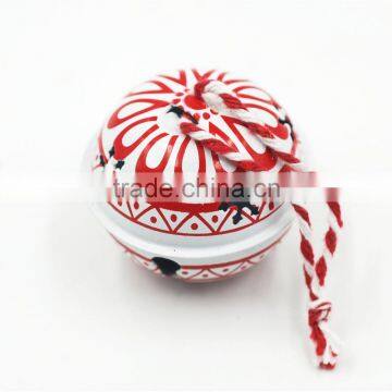 NEW Design 2017 Red White Snow Flower Holiday Tree Hanging Ornament Christmas Decorative Metal Bell