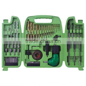 67 piece innovative twist drill, wood drill and masonry drill set in blow mold case