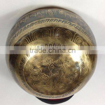Blessing Buddha Carved Om Mane Padme Hum Tibetan Handmade Singing Bowl photo-4