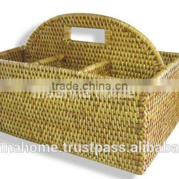 Full Rattan Flatware Caddy