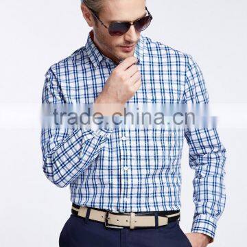 New Design Small Checked Blends Cotton Men Shirt SL0075 photo-4