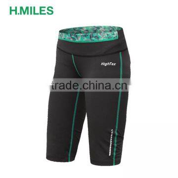 Seamless running capri quickdry sublimation print ladies compression short pants
