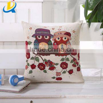 New Fashion Cushion Cover Throw Pillow Case Linen Square Cartoon Owl Pillow Cover