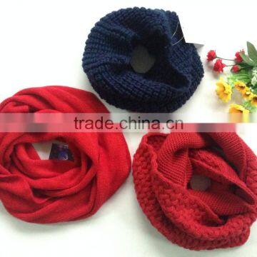 Cashmere Black Color Fashion Winter Knitted Factory Produce Fashion Circle Round Scarf photo-3