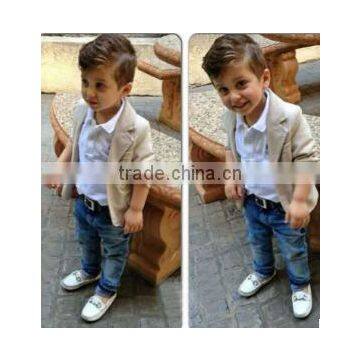 2016 Wholesale 3pcs suit of boy' clothes set,shirt,suit clothes and jeans