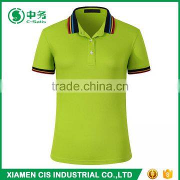 2017 Hot Sale Color Combination Collar Design Women Short Sleeve Blank Polo Shirts photo-3